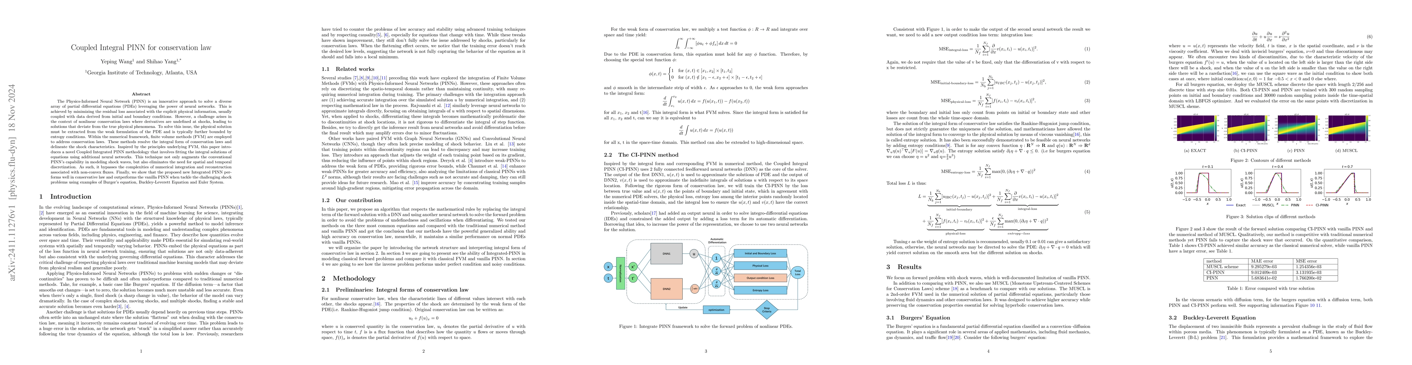 Thumbnail for Coupled Integral PINN for conservation law