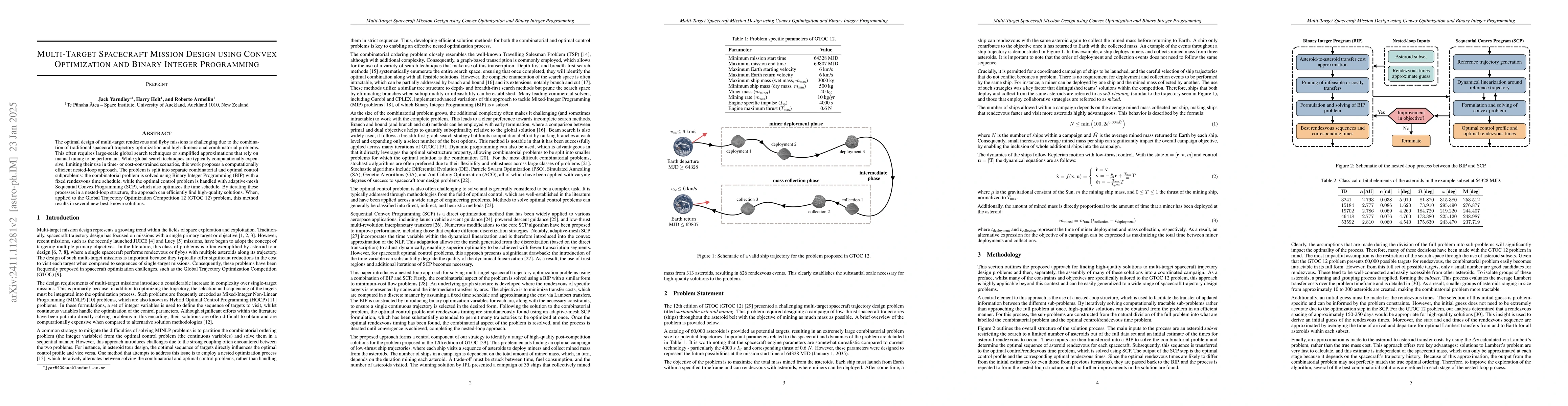 Thumbnail for Multi-Target Spacecraft Mission Design using Convex Optimization and
  Binary Integer Programming