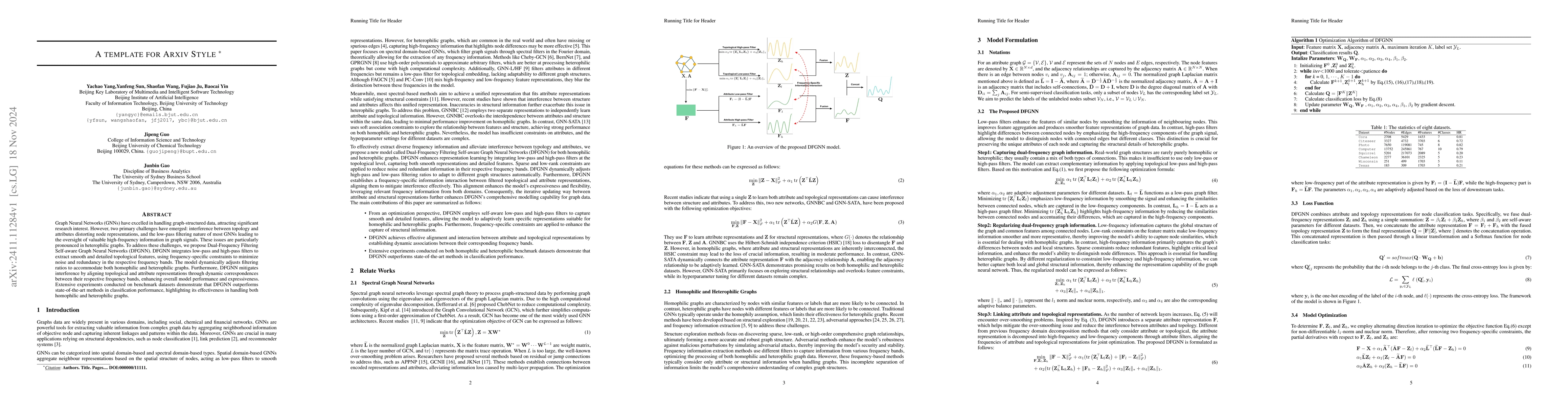 Thumbnail for Dual-Frequency Filtering Self-aware Graph Neural Networks for Homophilic
  and Heterophilic Graphs