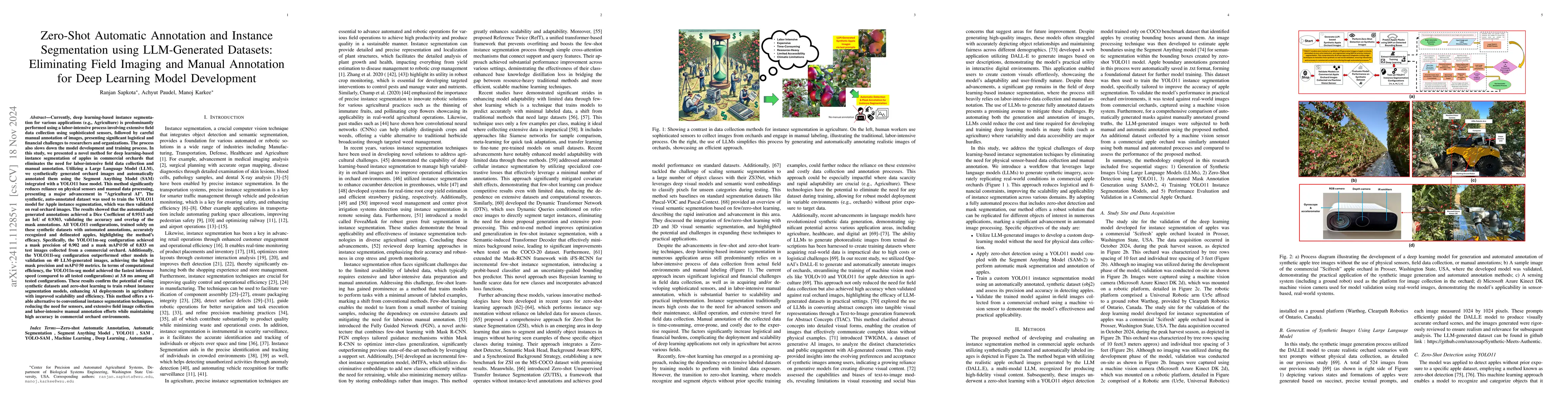 Thumbnail for Zero-Shot Automatic Annotation and Instance Segmentation using
  LLM-Generated Datasets: Eliminating Field Imaging and Manual Annotation for
  Deep Learning Model Development