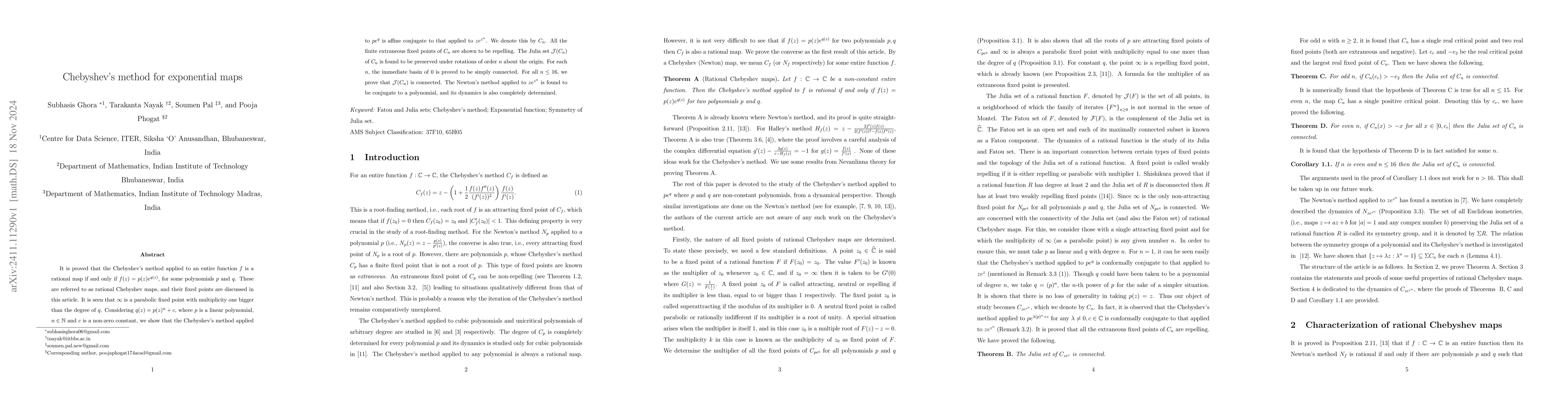 Thumbnail for Chebyshev's method for exponential maps