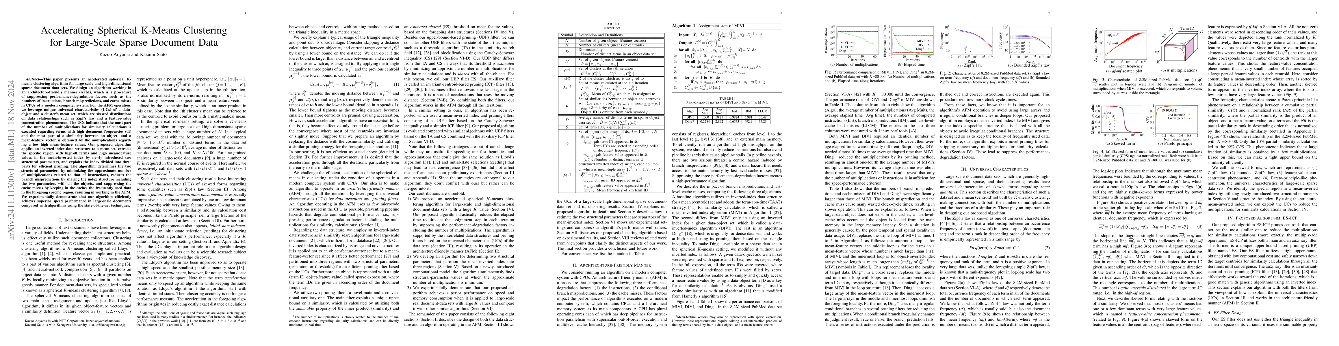 Thumbnail for Accelerating spherical K-means clustering for large-scale sparse
  document data
