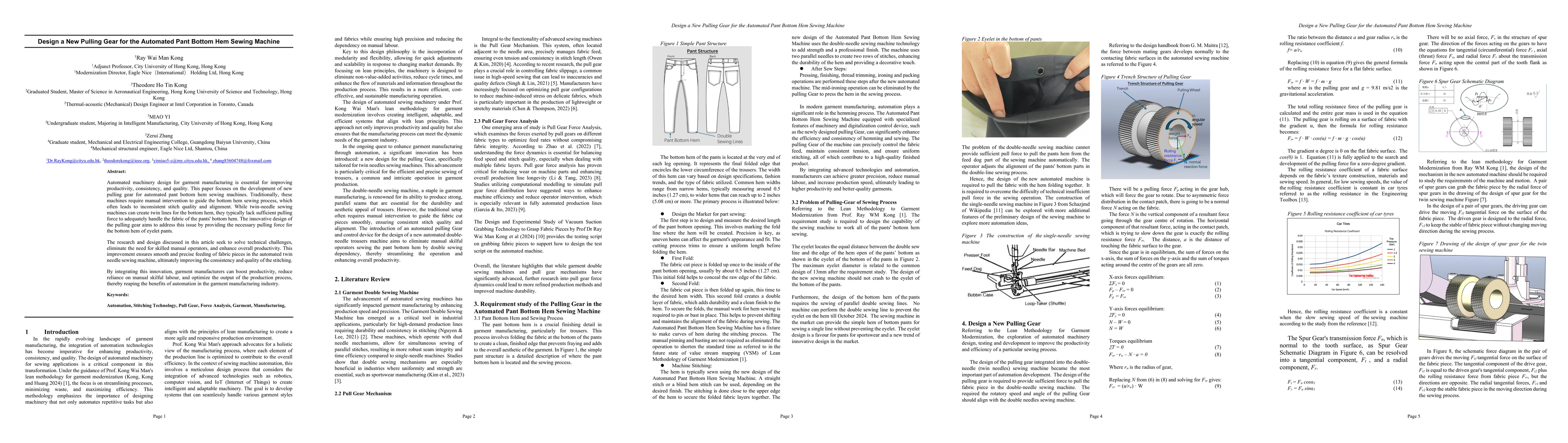Thumbnail for Design a New Pulling Gear for the Automated Pant Bottom Hem Sewing
  Machine