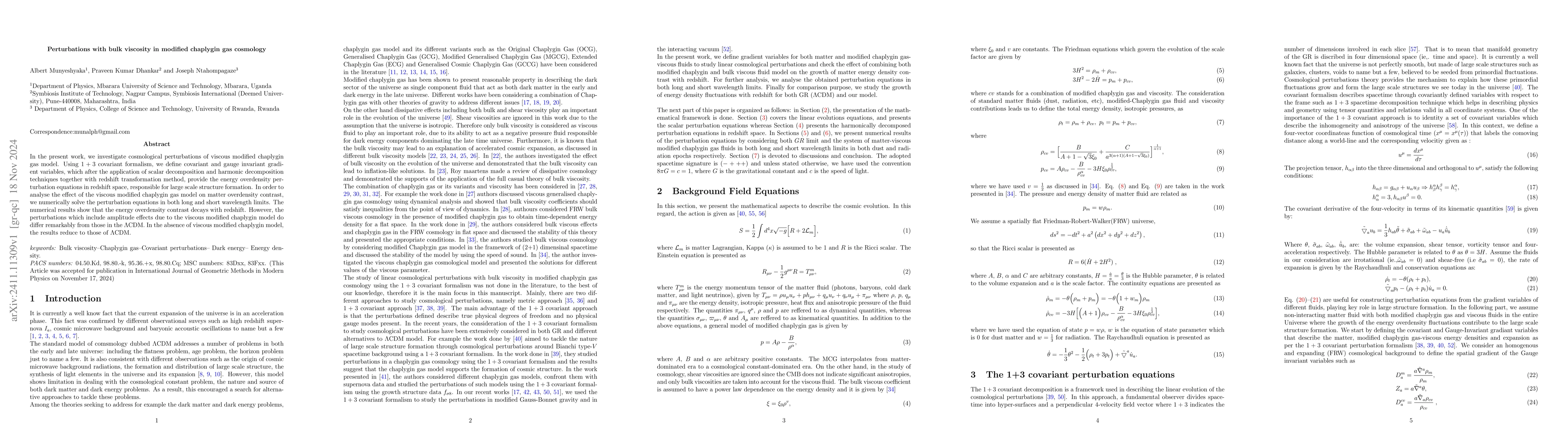 Thumbnail for Perturbations with bulk viscosity in modified chaplygin gas cosmology