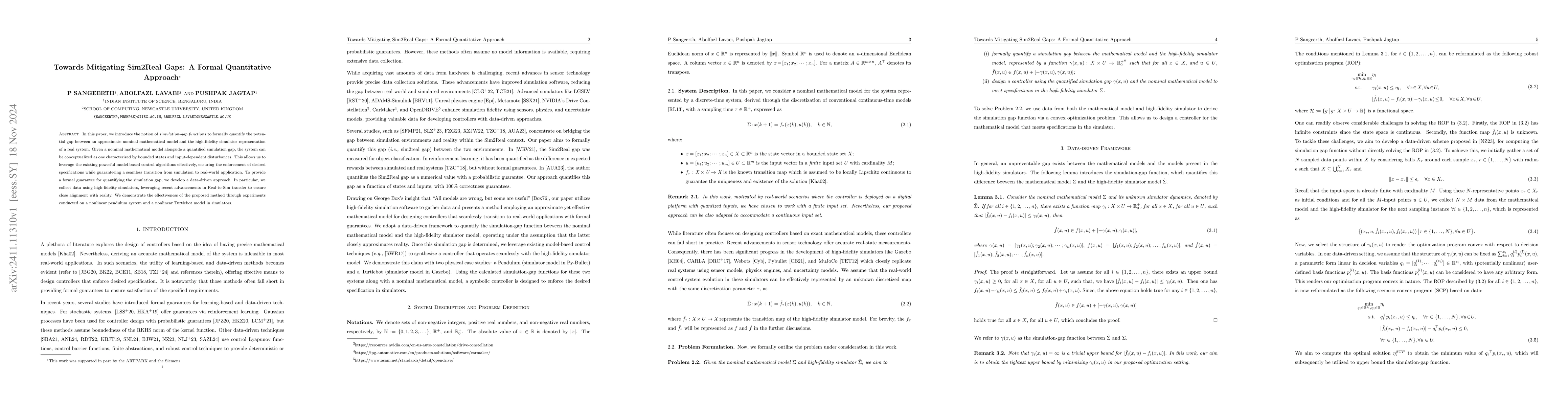 Thumbnail for Towards Mitigating Sim2Real Gaps: A Formal Quantitative Approach