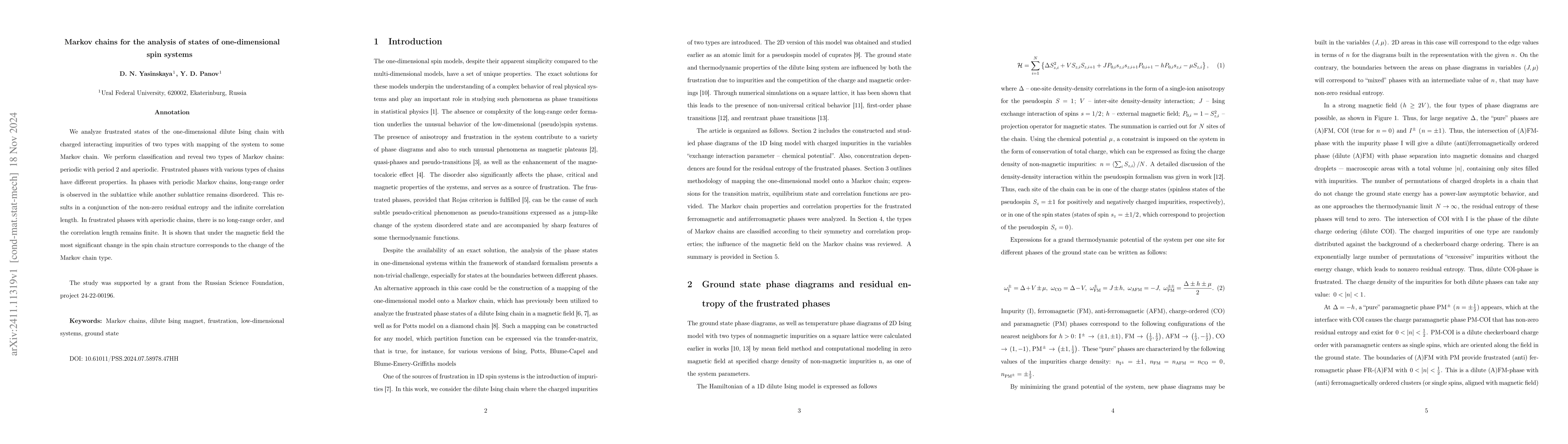 Thumbnail for Markov chains for the analysis of states of one-dimensional spin systems