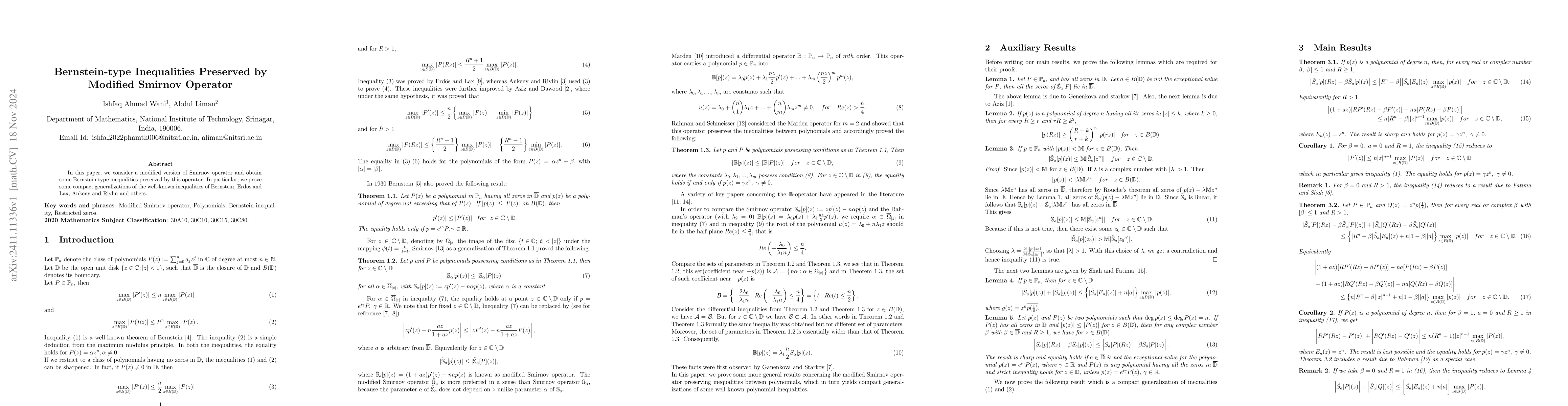 Thumbnail for Bernstein-type Inequalities Preserved by Modified Smirnov Operator