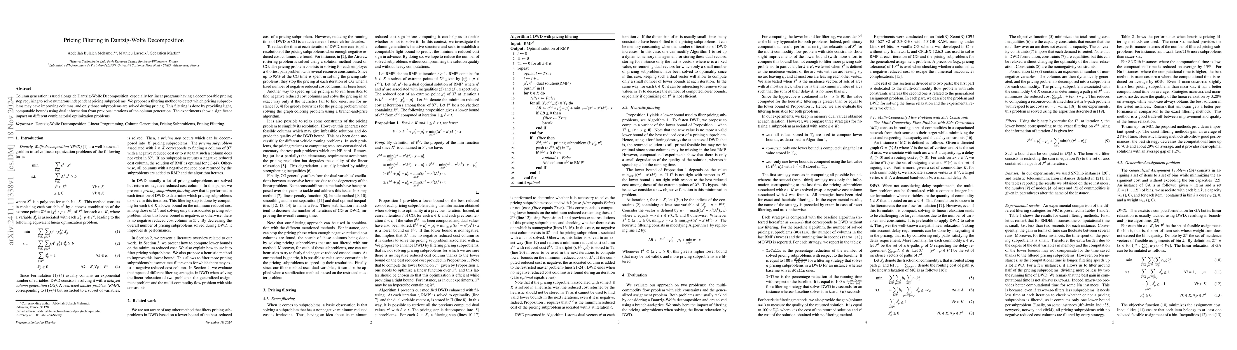 Thumbnail for Pricing Filtering in Dantzig-Wolfe Decomposition