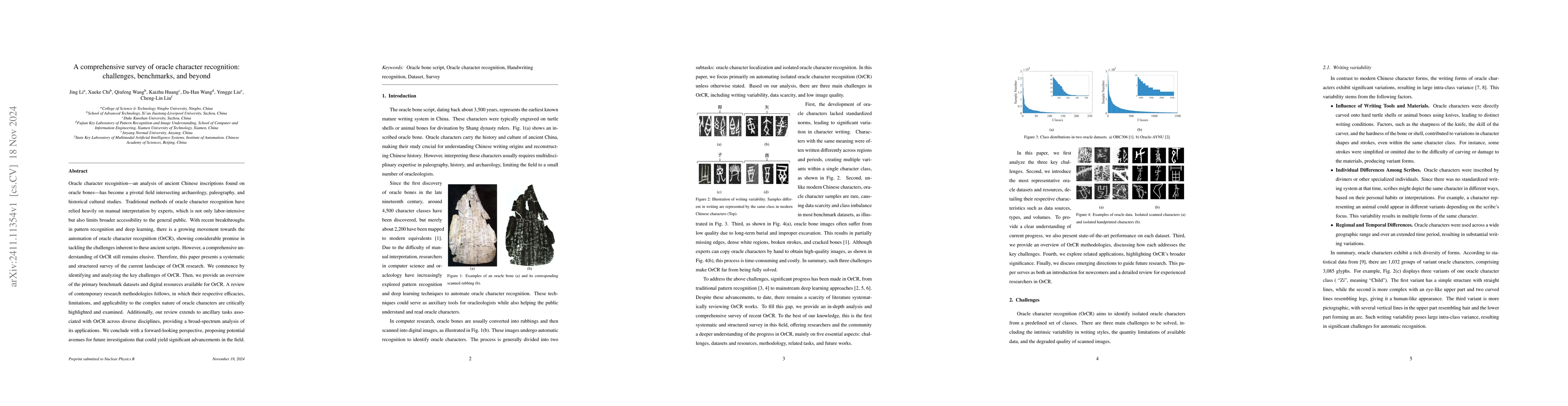 Thumbnail for A comprehensive survey of oracle character recognition: challenges,
  benchmarks, and beyond