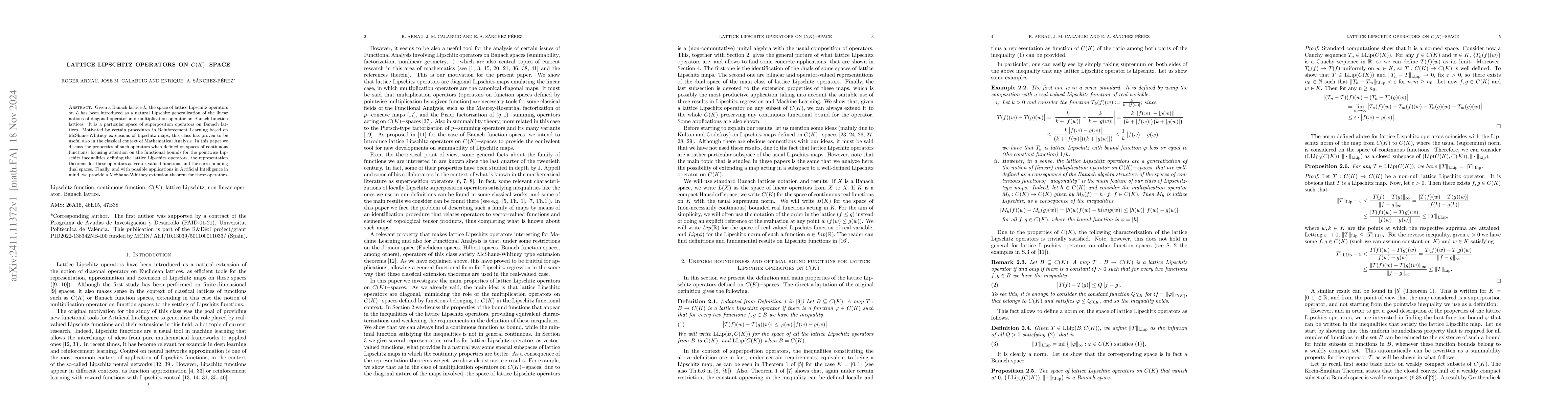 Thumbnail for Lattice Lipschitz operators on $C(K)-$space