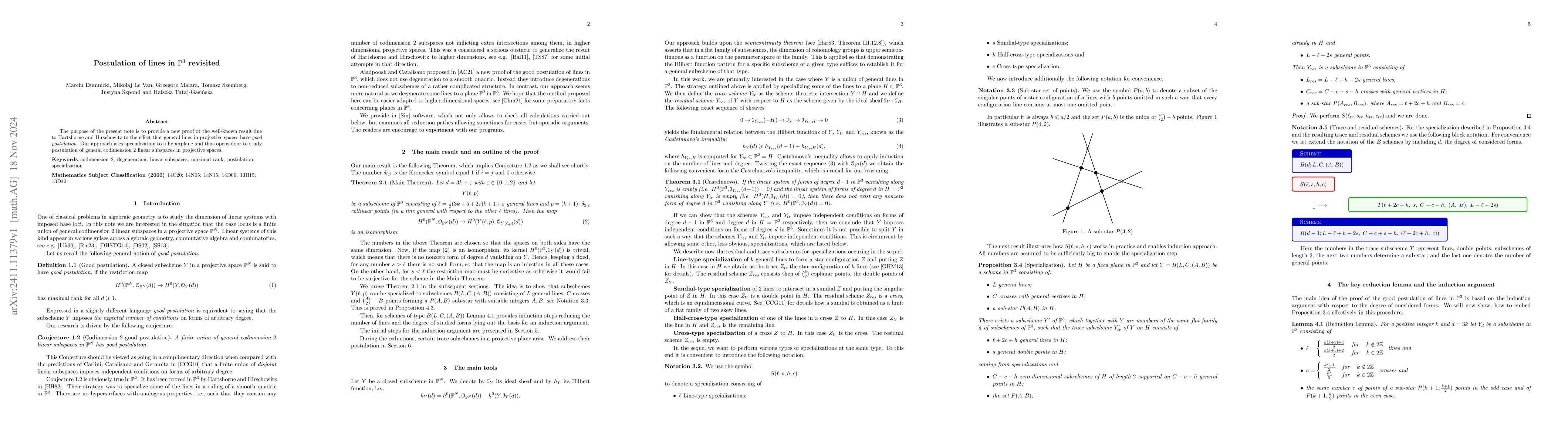 Thumbnail for Postulation of lines in P3 revisited