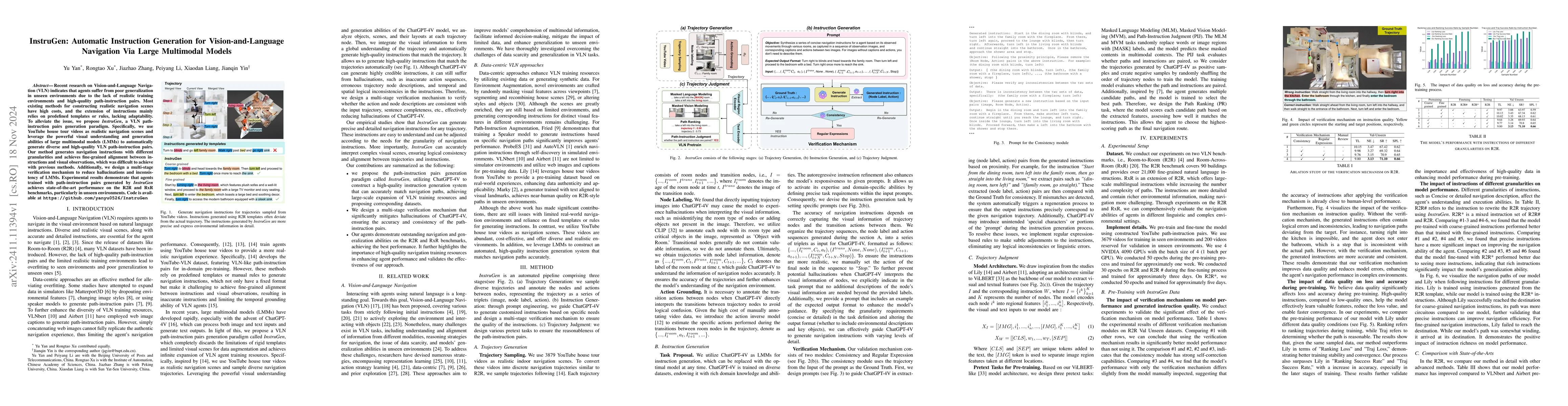 Thumbnail for InstruGen: Automatic Instruction Generation for Vision-and-Language
  Navigation Via Large Multimodal Models