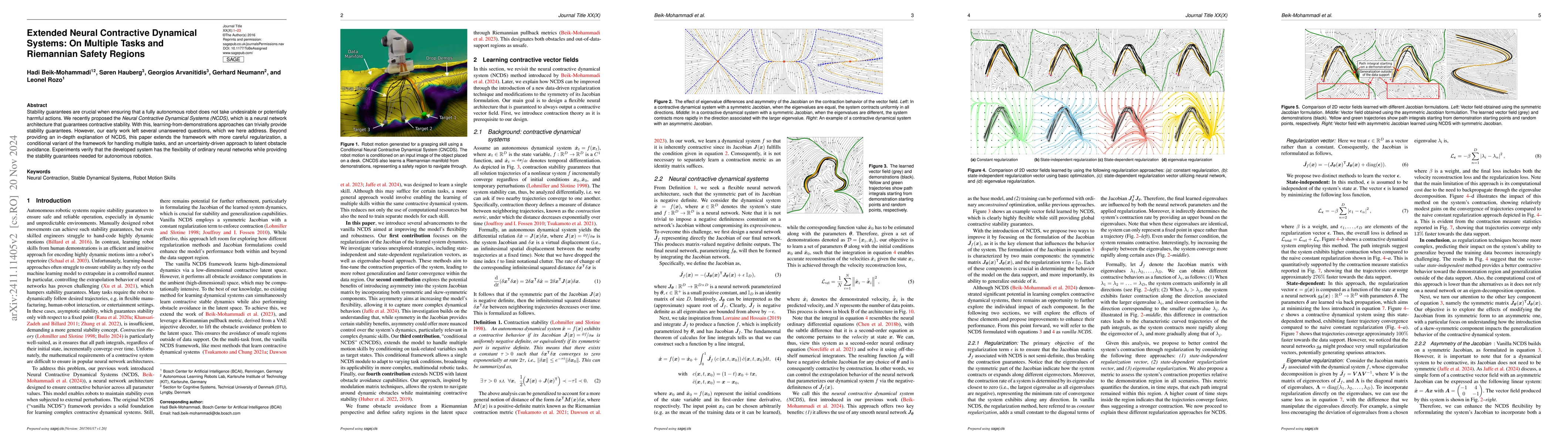 Thumbnail for Extended Neural Contractive Dynamical Systems: On Multiple Tasks and
  Riemannian Safety Regions