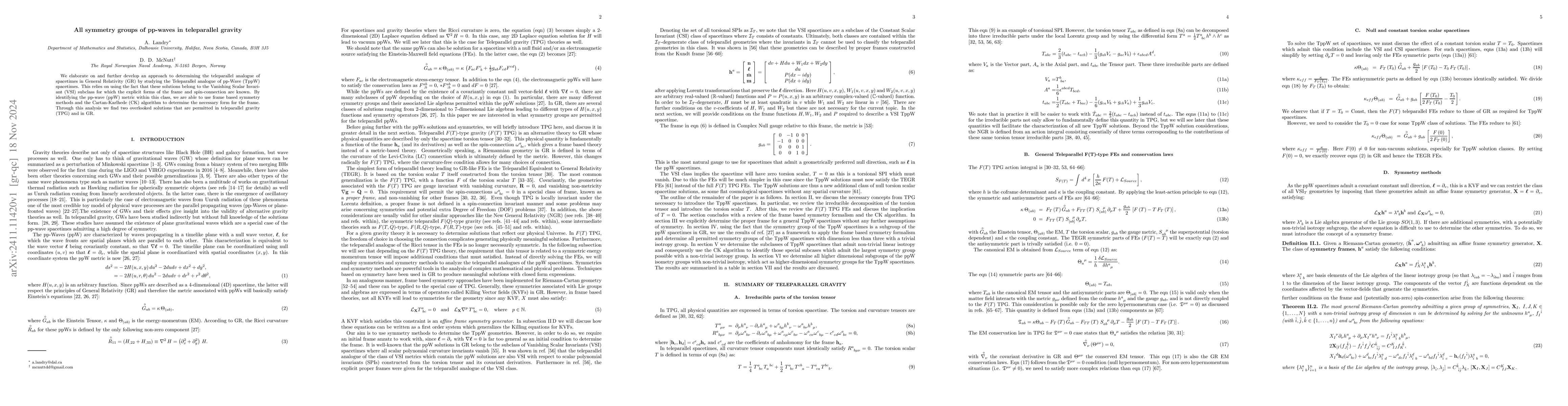 Thumbnail for All symmetry groups of pp-waves in teleparallel gravity