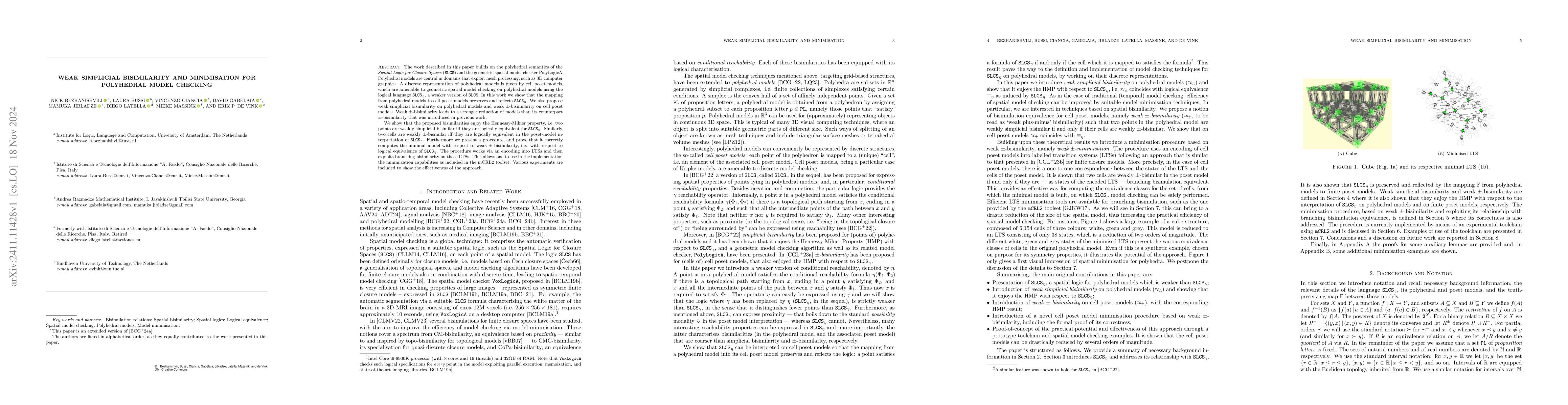 Thumbnail for Weak Simplicial Bisimilarity and Minimisation for Polyhedral Model
  Checking