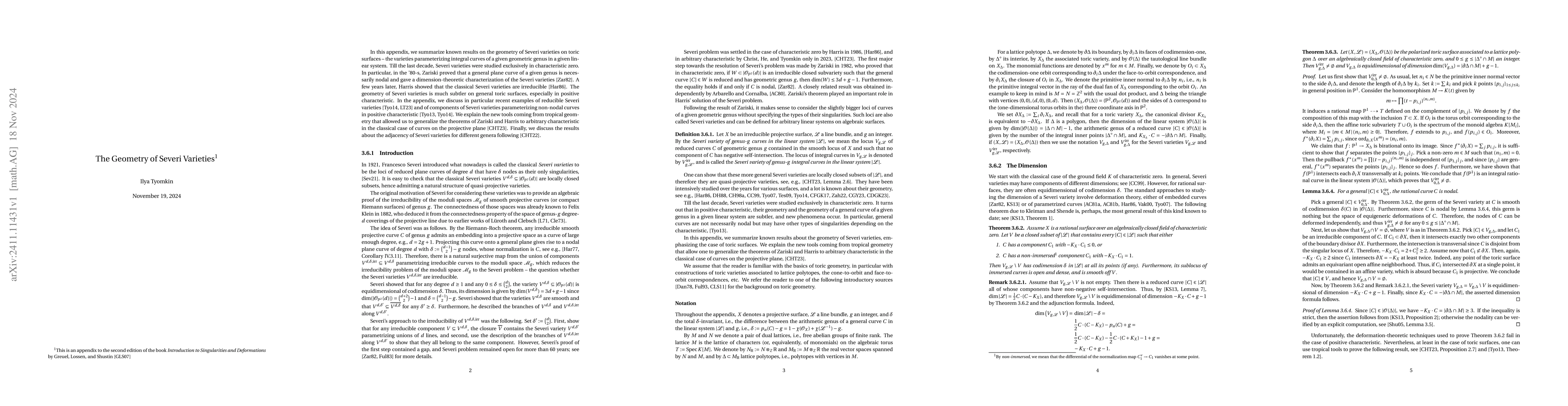 Thumbnail for The Geometry of Severi Varieties