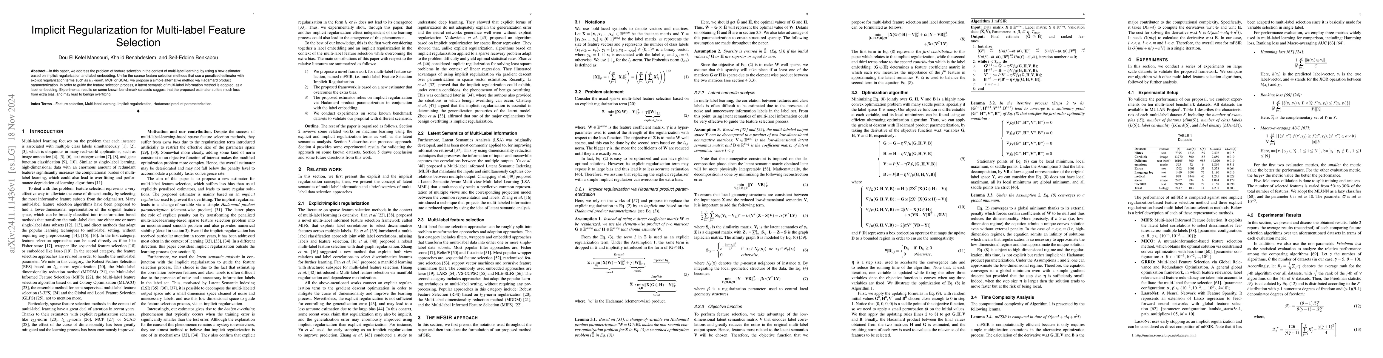 Thumbnail for Implicit Regularization for Multi-label Feature Selection