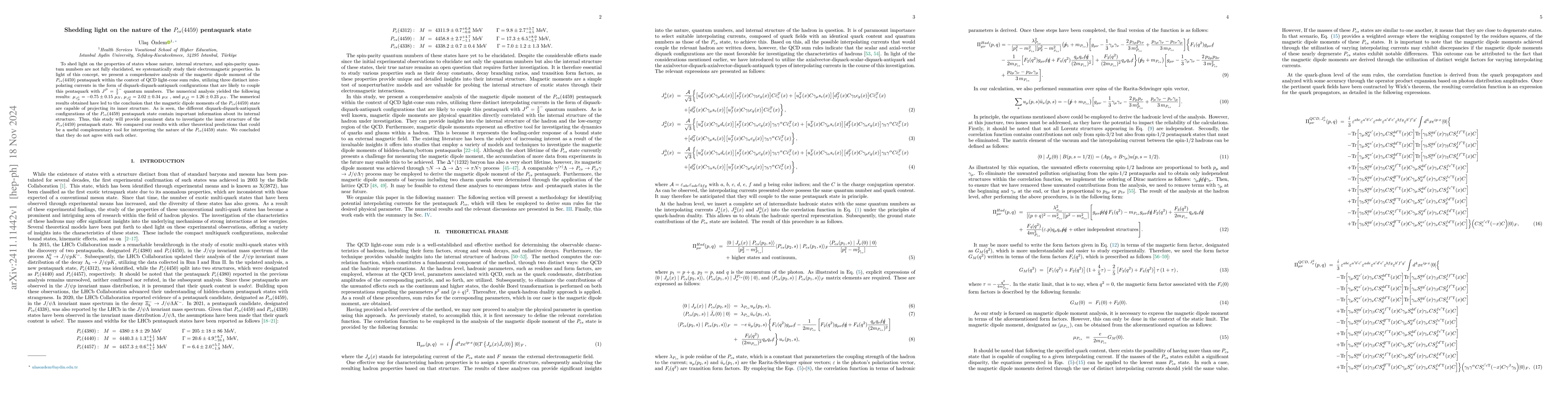 Thumbnail for Shedding light on the nature of the $P_{cs}(4459)$ pentaquark state