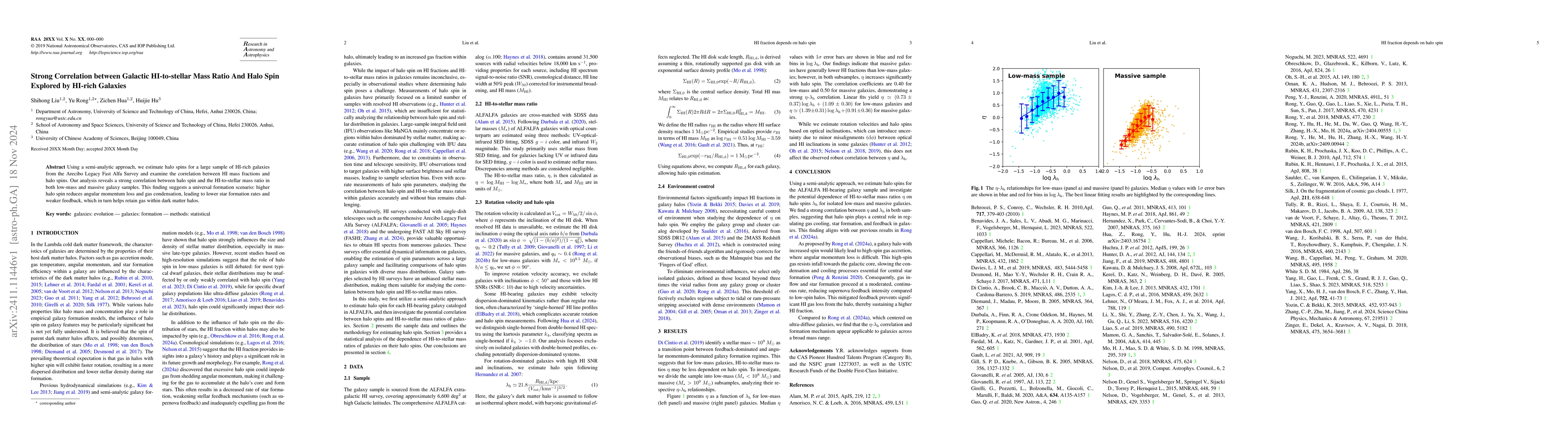 Thumbnail for Strong Correlation between Galactic HI-to-stellar Mass Ratio And Halo
  Spin Explored by HI-rich Galaxies
