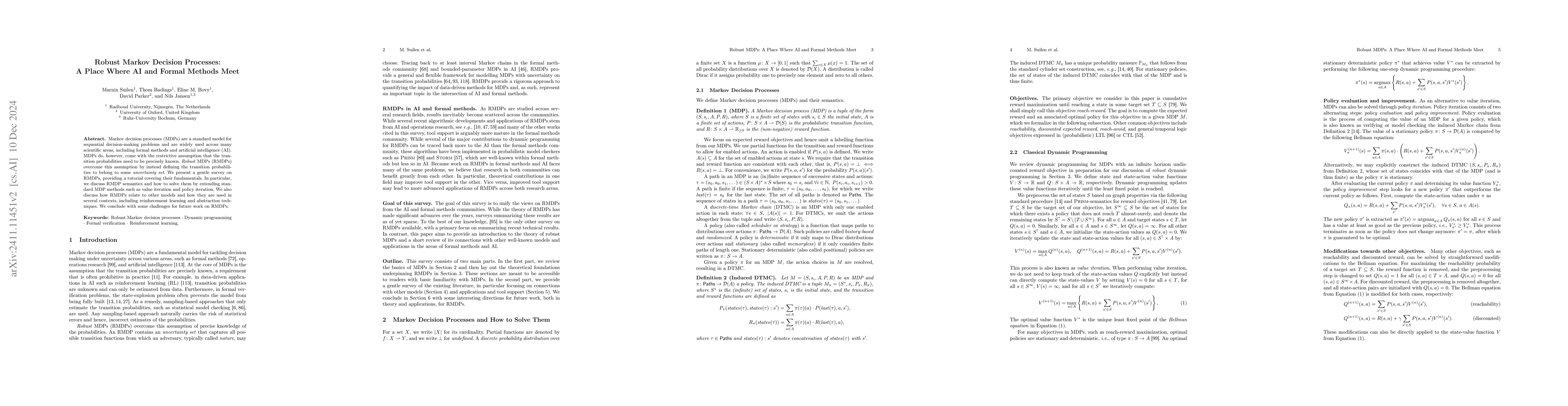 Thumbnail for Robust Markov Decision Processes: A Place Where AI and Formal Methods
  Meet