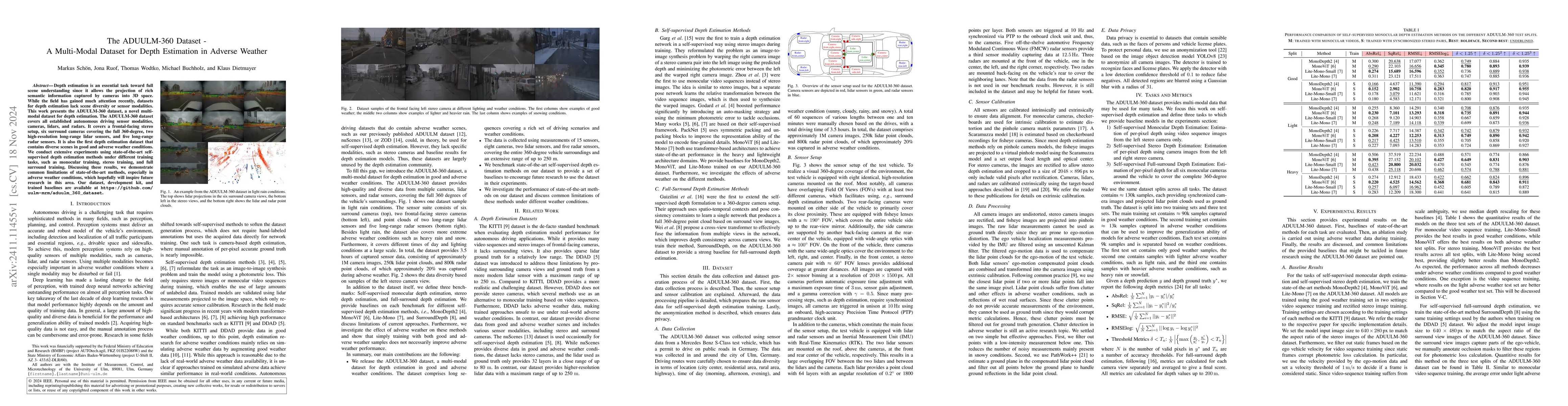 Thumbnail for The ADUULM-360 Dataset -- A Multi-Modal Dataset for Depth Estimation in
  Adverse Weather
