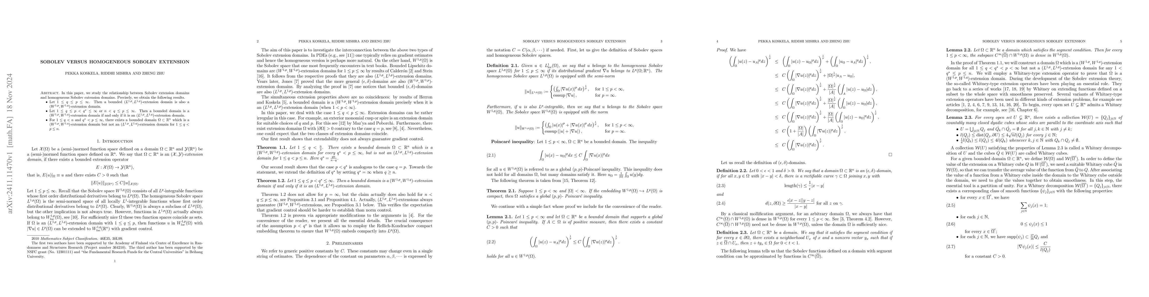Thumbnail for Sobolev Versus Homogeneous Sobolev Extension