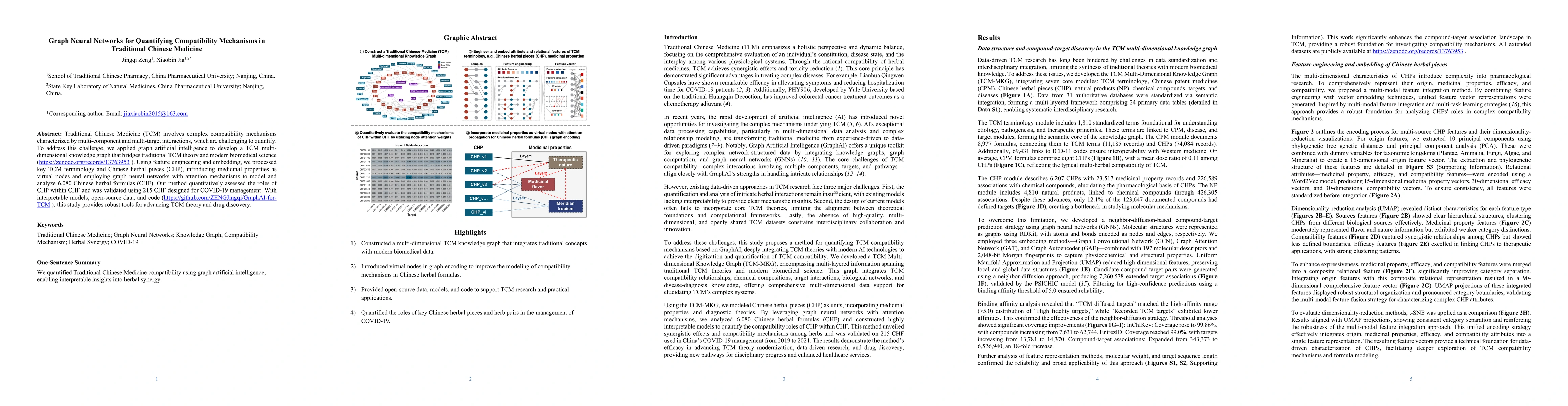 Thumbnail for Graph Artificial Intelligence for Quantifying Compatibility Mechanisms
  in Traditional Chinese Medicine