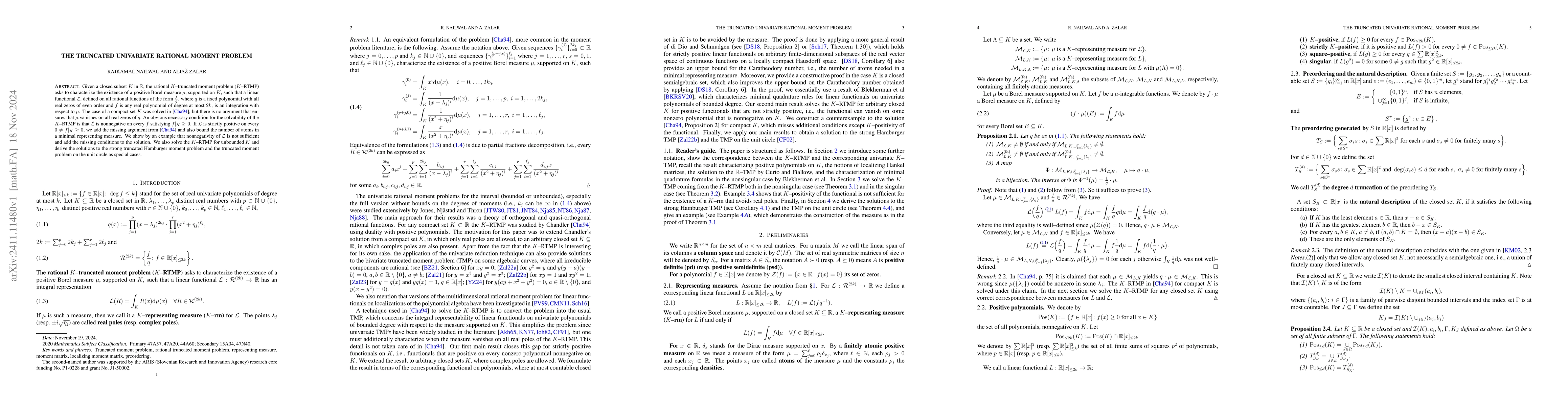 Thumbnail for The truncated univariate rational moment problem