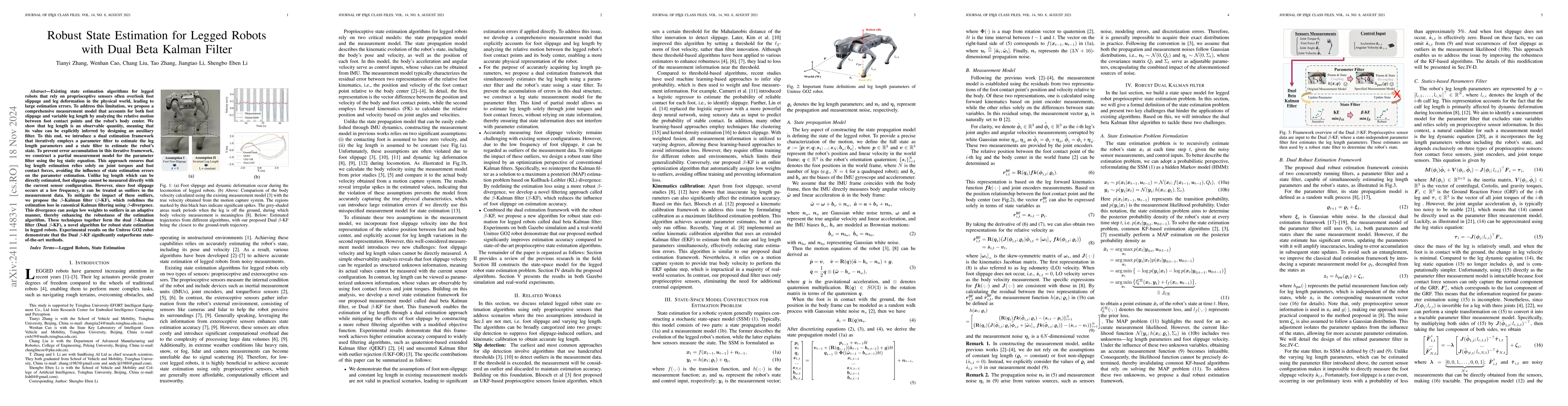 Thumbnail for Robust State Estimation for Legged Robots with Dual Beta Kalman Filter