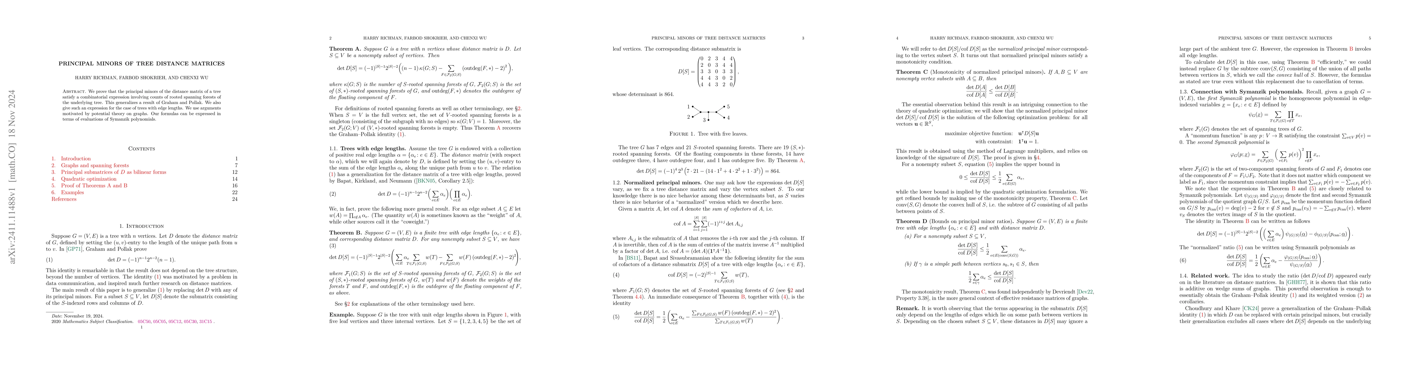 Thumbnail for Principal minors of tree distance matrices