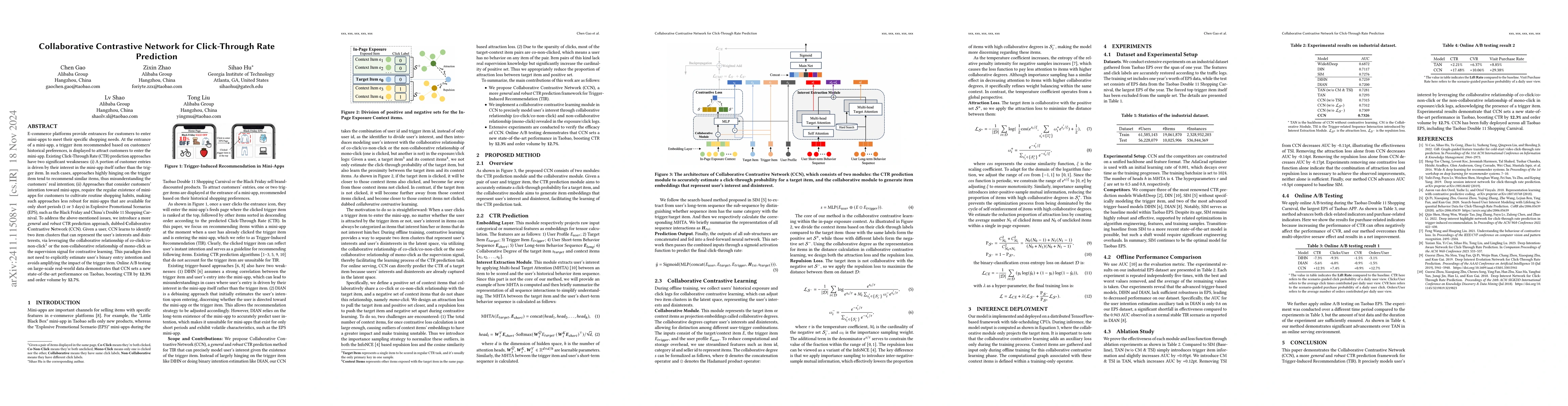 Thumbnail for Collaborative Contrastive Network for Click-Through Rate Prediction