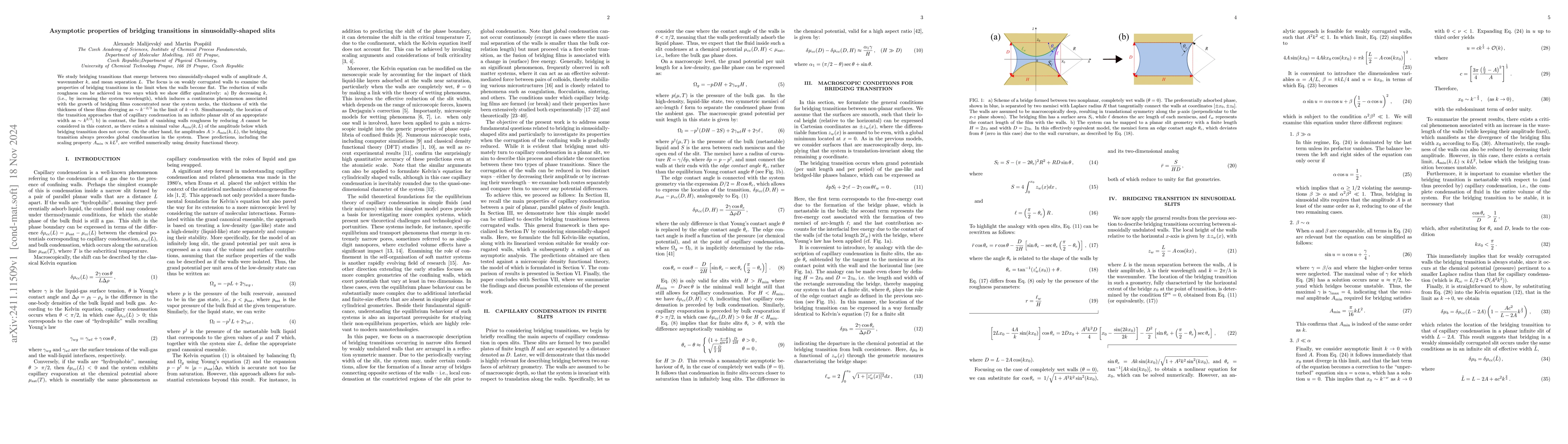Thumbnail for Asymptotic properties of bridging transitions in sinusoidally-shaped
  slits