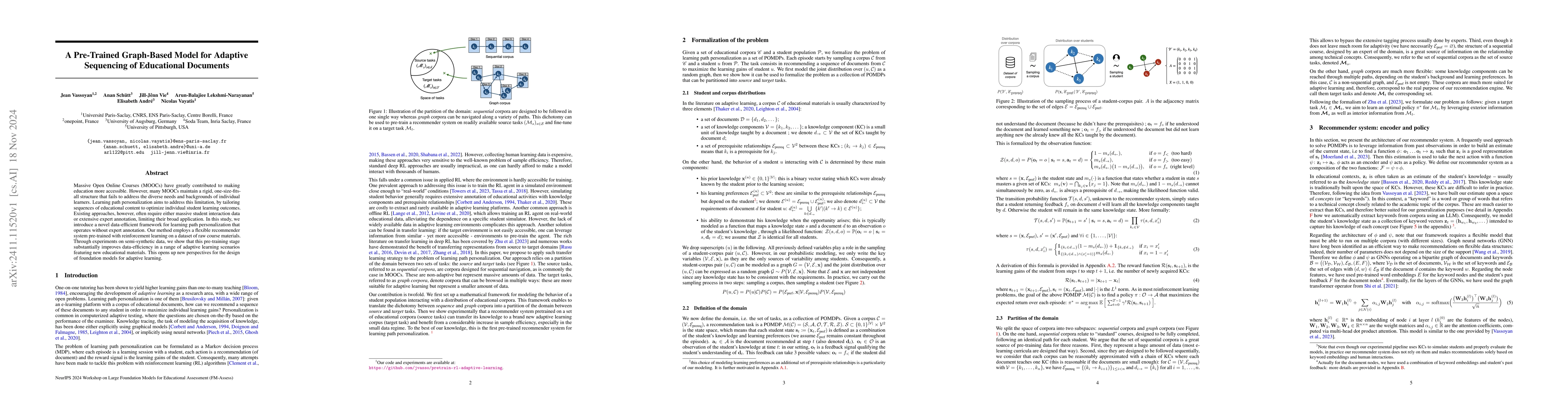 Thumbnail for A Pre-Trained Graph-Based Model for Adaptive Sequencing of Educational
  Documents
