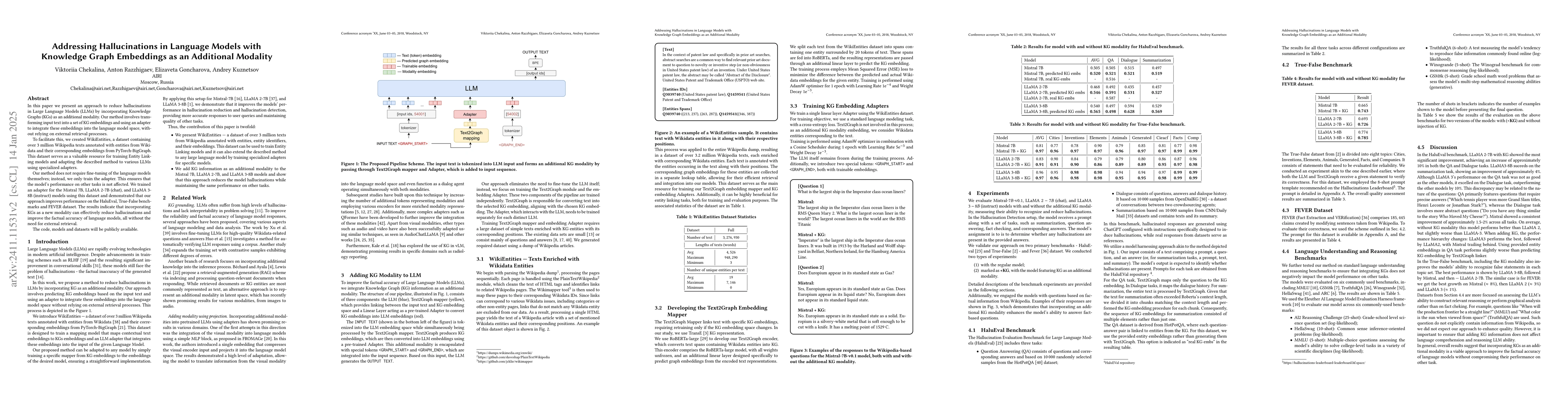 Thumbnail for Addressing Hallucinations in Language Models with Knowledge Graph
  Embeddings as an Additional Modality