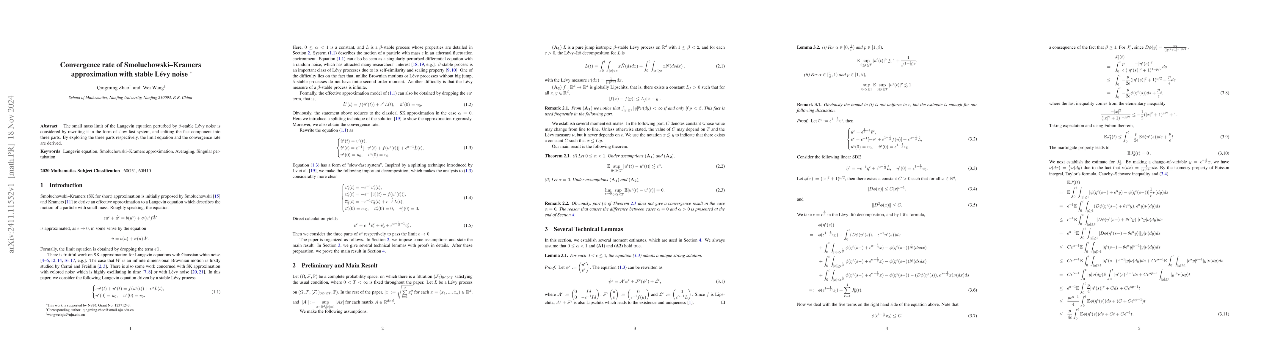 Thumbnail for Convergence rate of Smoluchowski--Kramers approximation with stable
  Lévy noise