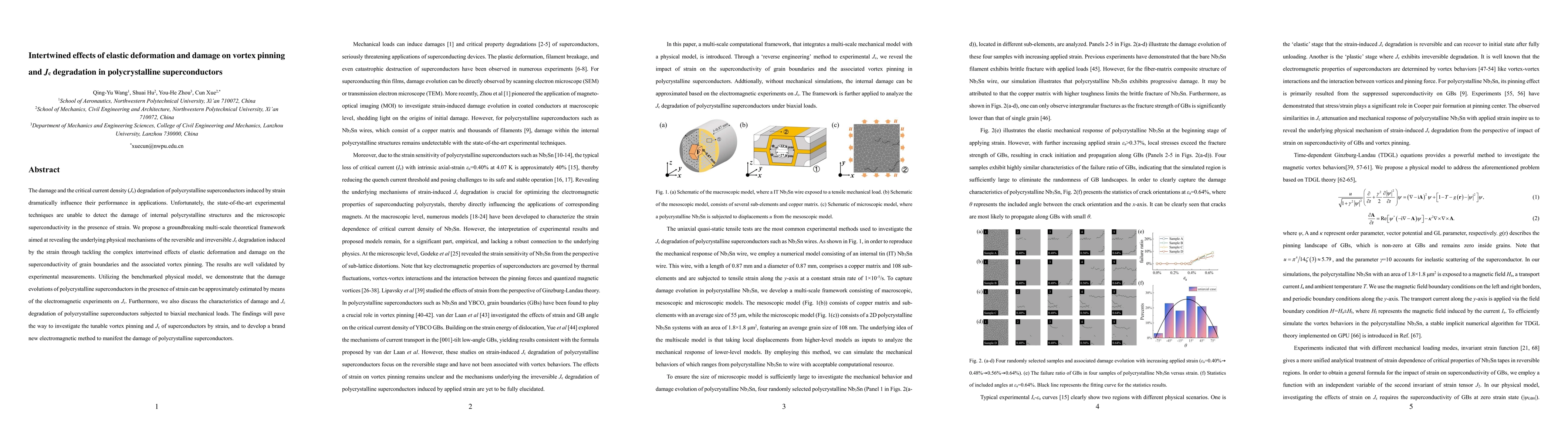 Thumbnail for Intertwined effects of elastic deformation and damage on vortex pinning
  and Jc degradation in polycrystalline superconductors