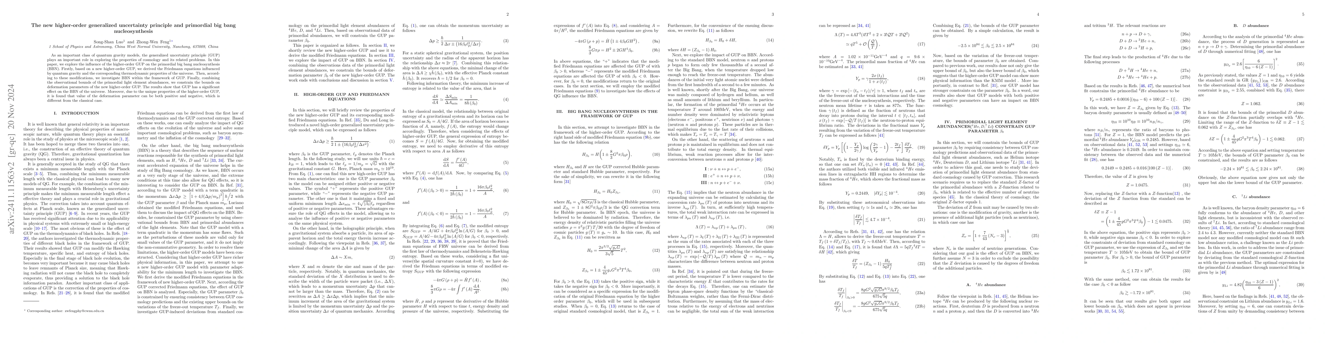 Thumbnail for The new higher-order generalized uncertainty principle and primordial
  big bang nucleosynthesis