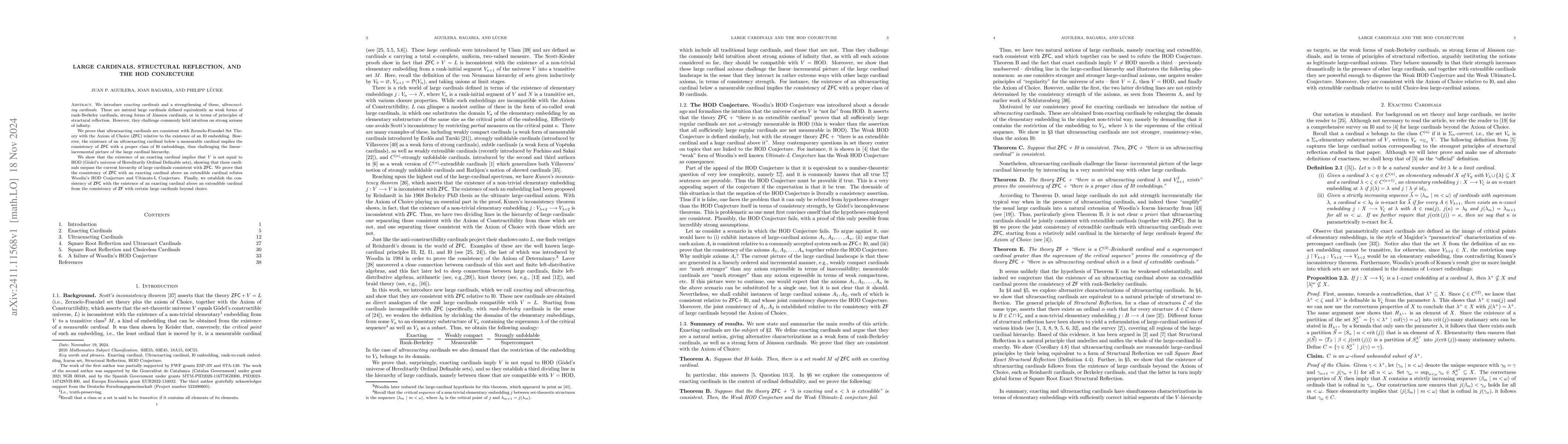 Thumbnail for Large cardinals, structural reflection, and the HOD Conjecture