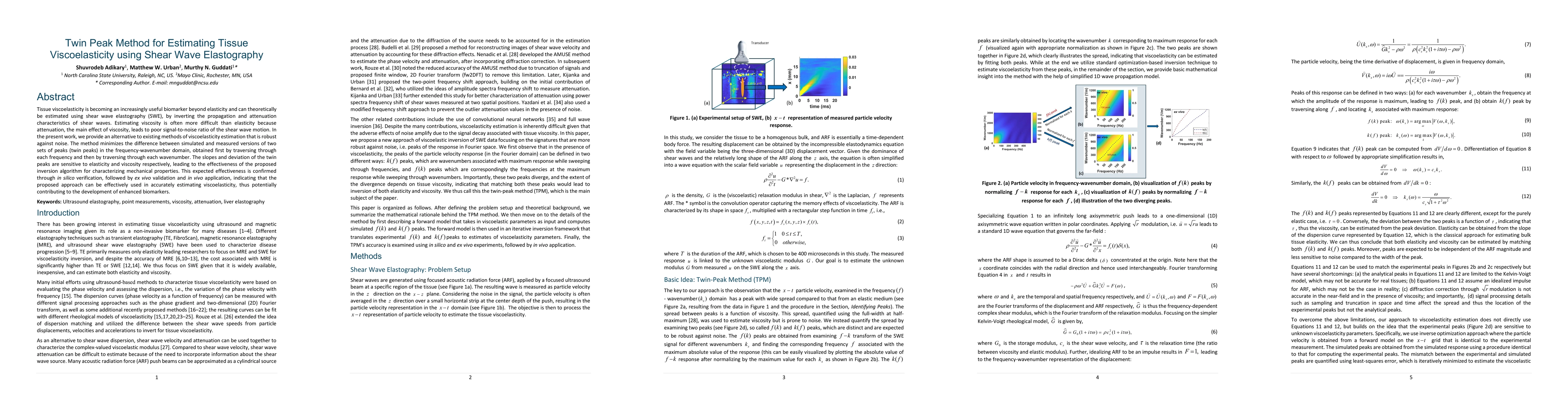 Thumbnail for Twin Peak Method for Estimating Tissue Viscoelasticity using Shear Wave
  Elastography