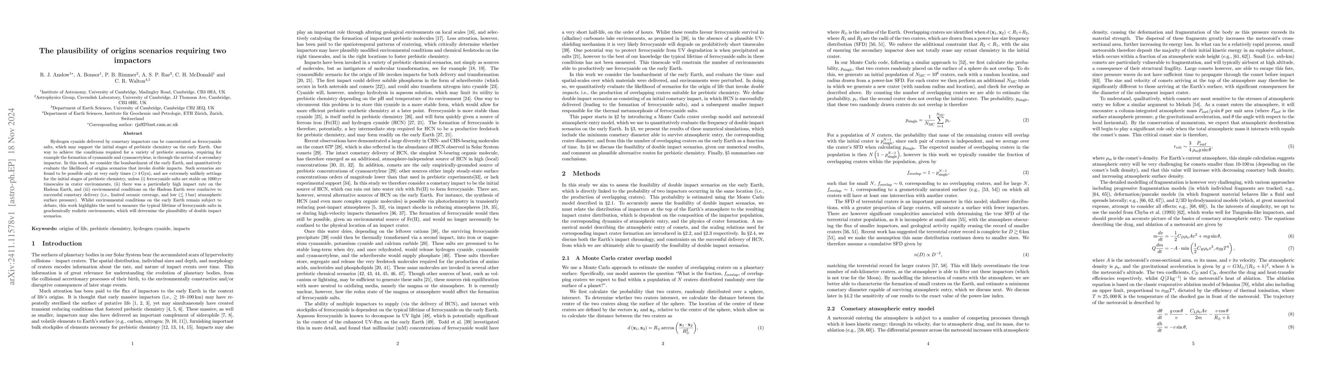 Thumbnail for The plausibility of origins scenarios requiring two impactors