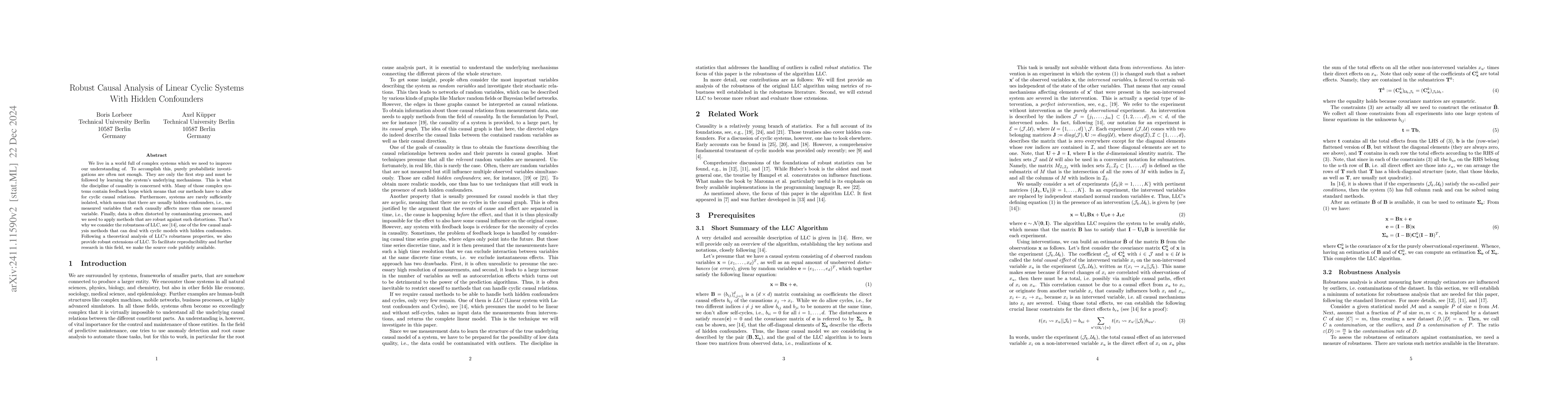 Thumbnail for Robust Causal Analysis of Linear Cyclic Systems With Hidden Confounders