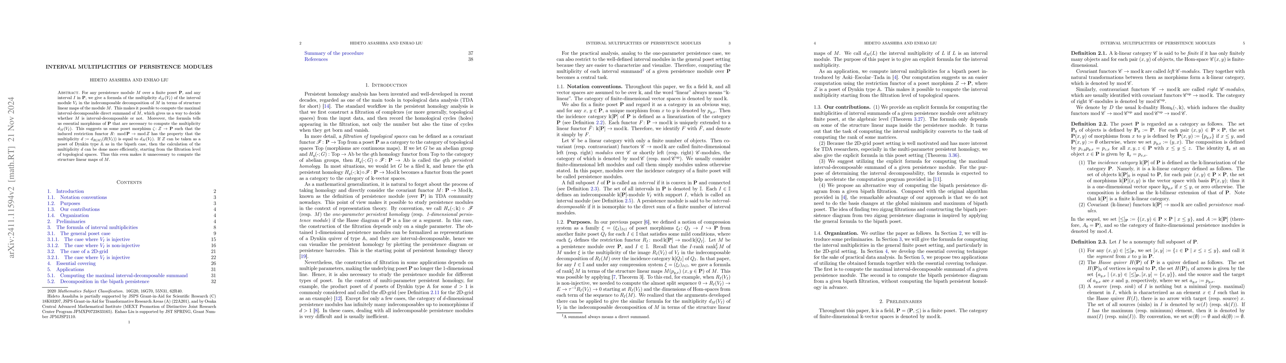 Thumbnail for Interval Multiplicities of Persistence Modules