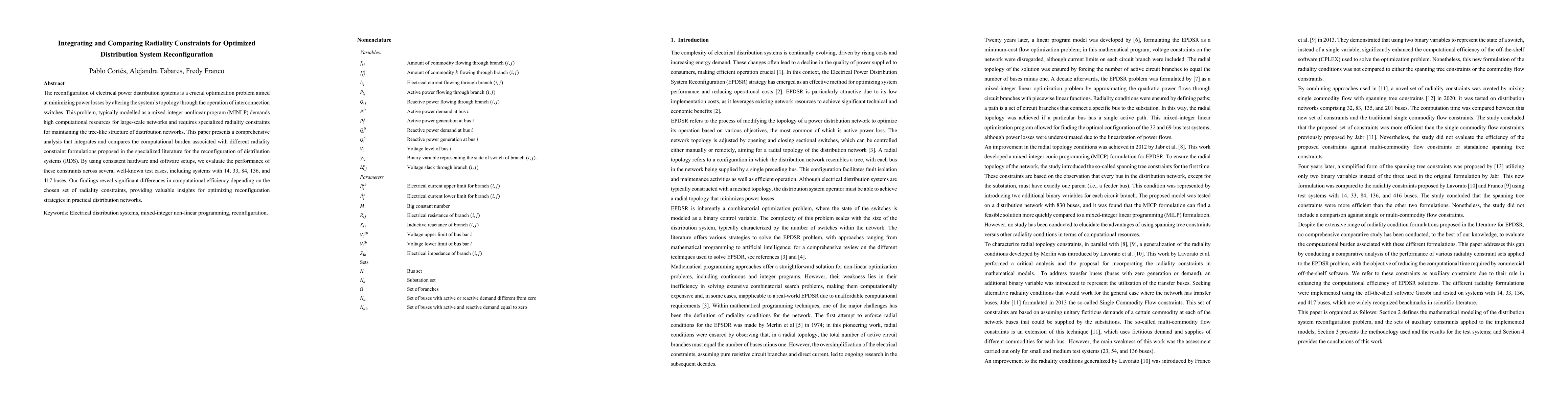 Thumbnail for Integrating and Comparing Radiality Constraints for Optimized
  Distribution System Reconfiguration