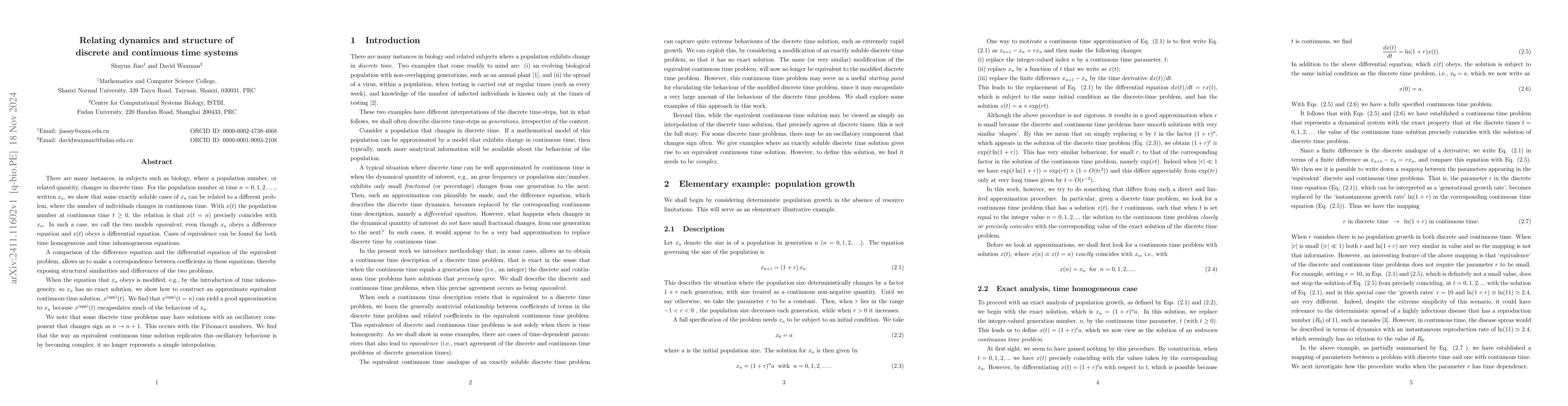 Thumbnail for Relating dynamics and structure of discrete and continuous time systems