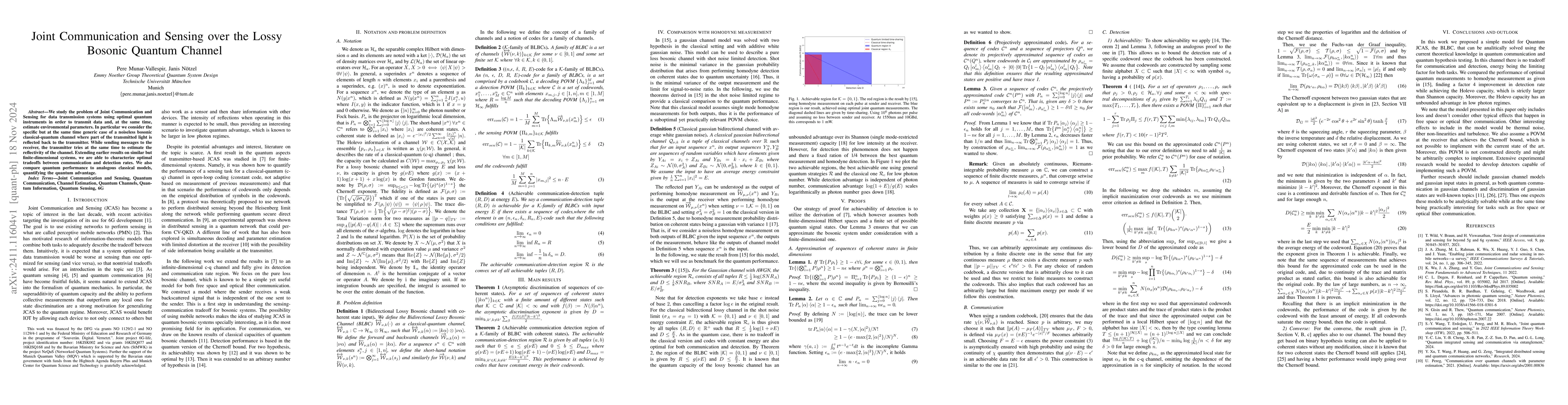 Thumbnail for Joint Communication and Sensing over the Lossy Bosonic Quantum Channel