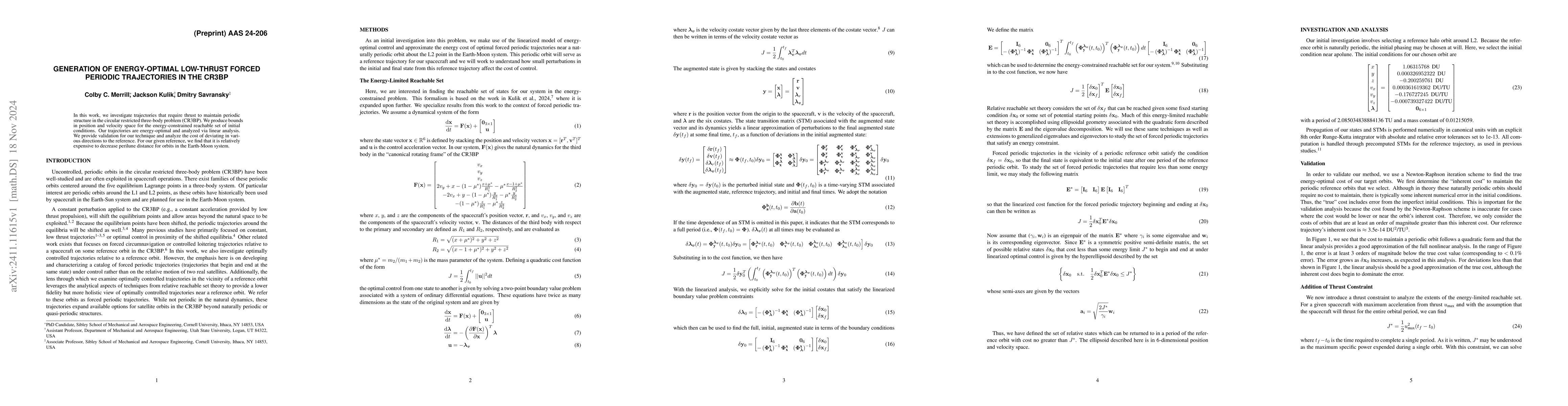 Thumbnail for Generation of Energy-Optimal Low-Thrust Forced Periodic Trajectories in
  the CR3BP