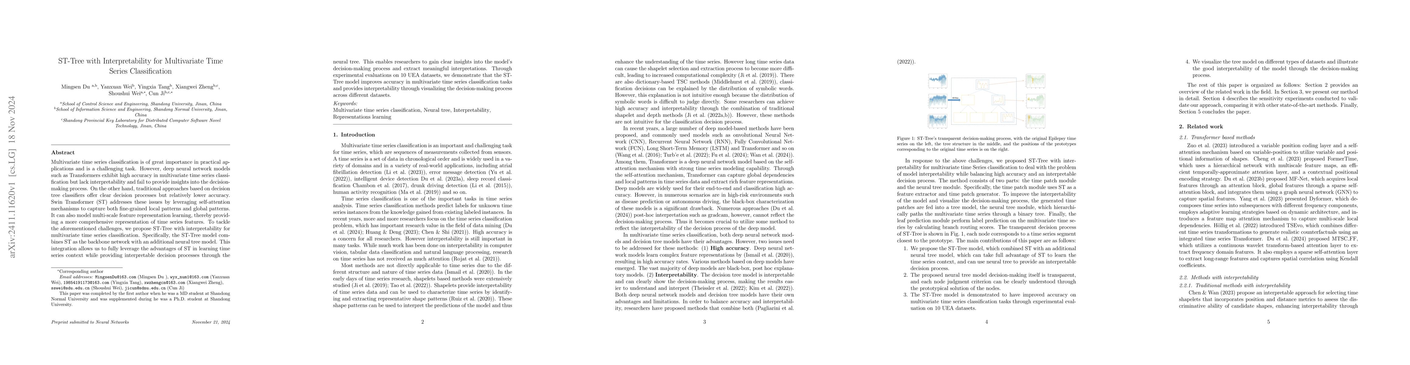 Thumbnail for ST-Tree with Interpretability for Multivariate Time Series
  Classification