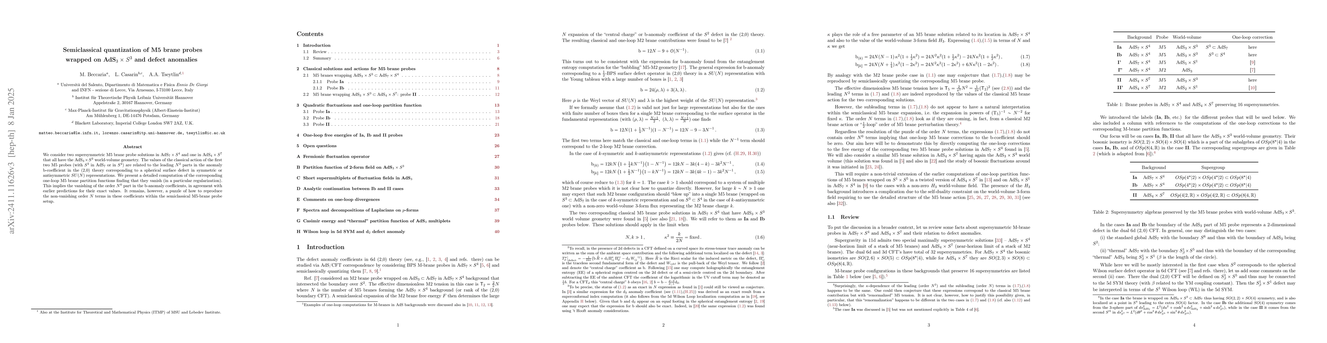 Thumbnail for Semiclassical quantization of M5 brane probes wrapped on
  $\textrm{AdS}_3\times S^3$ and defect anomalies