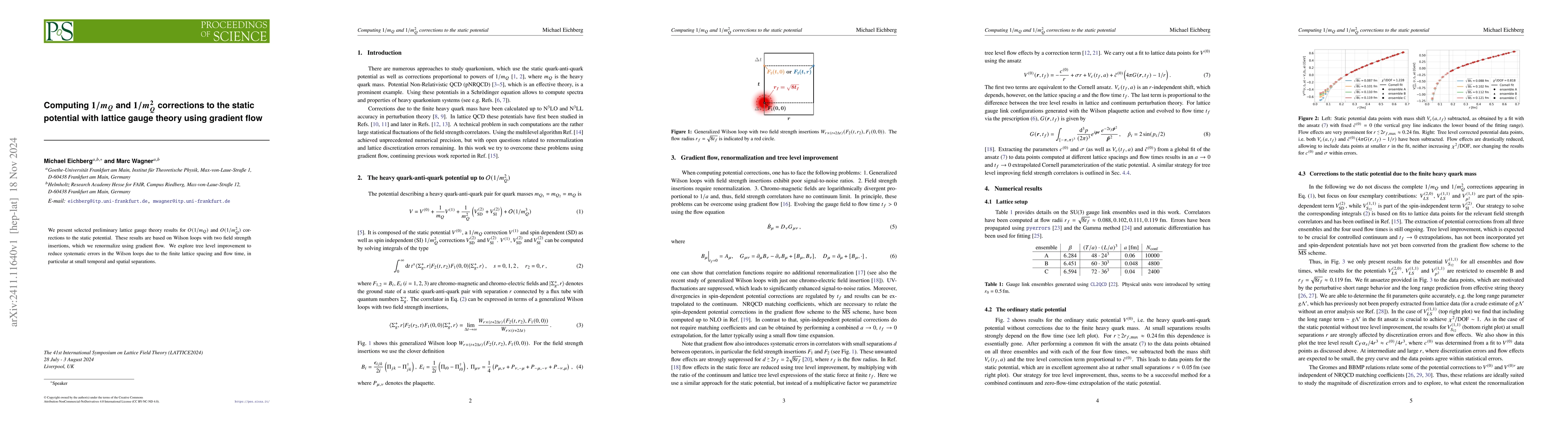 Thumbnail for Computing $1/m_Q$ and $1/m_Q^2$ corrections to the static potential with
  lattice gauge theory using gradient flow