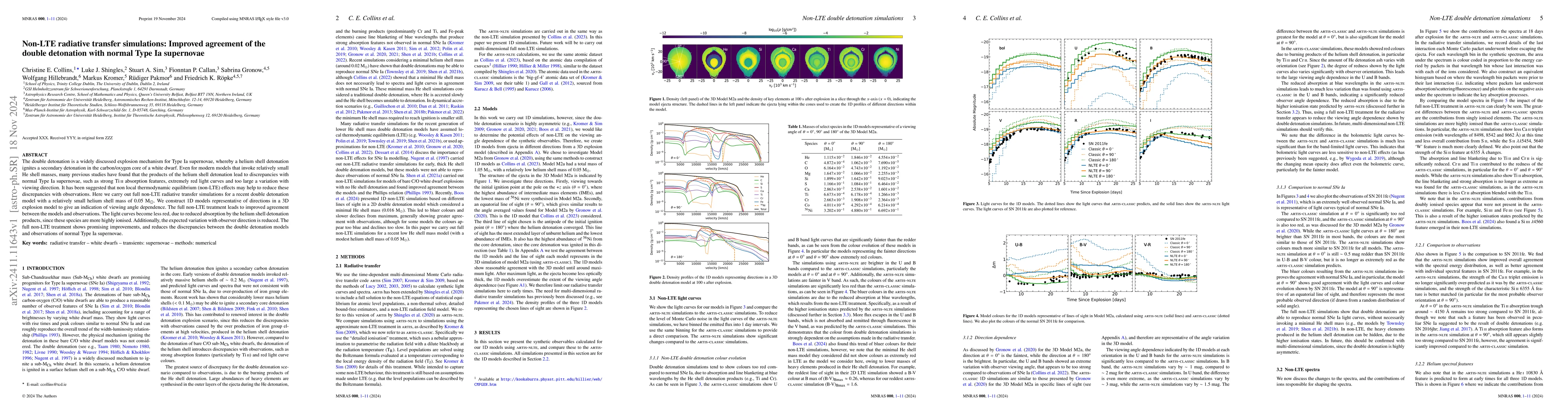 Thumbnail for Non-LTE radiative transfer simulations: Improved agreement of the double
  detonation with normal Type Ia supernovae